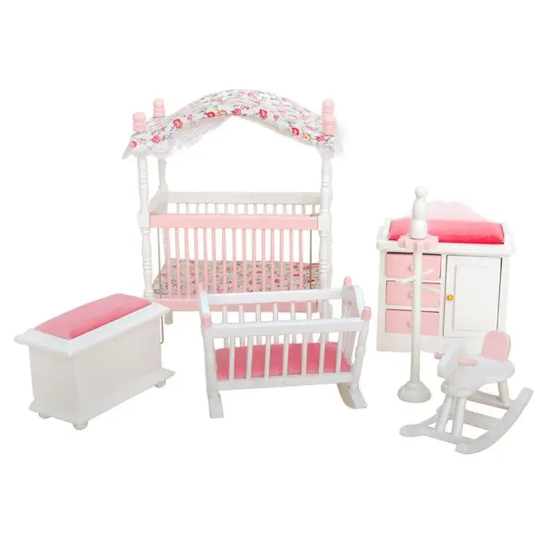 

3D Pink Doll House Simulation Princess Room Furniture Educational Toy For Girls Children Kids Gift 1:12 Miniature Accessories