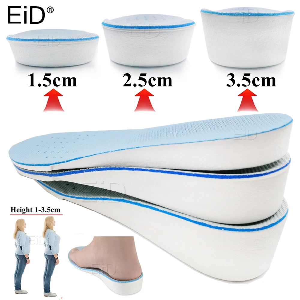 EiD Einlegesohlen zur Erhöhung der Körpergröße für Männer/Frauen, 1/2/3,5 cm, unsichtbare orthopädische Einlegesohlen zur Unterstützung des Fußgewölbes, Stoßdämpfungspolster