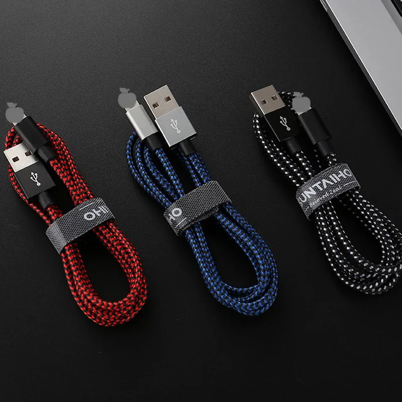 1 м 2 м USB кабель для освещения iPhone Micro Nokia type C Xiaomi Note 7 нейлоновый провод для быстрого заряда usb-кабель на всех смартфонов