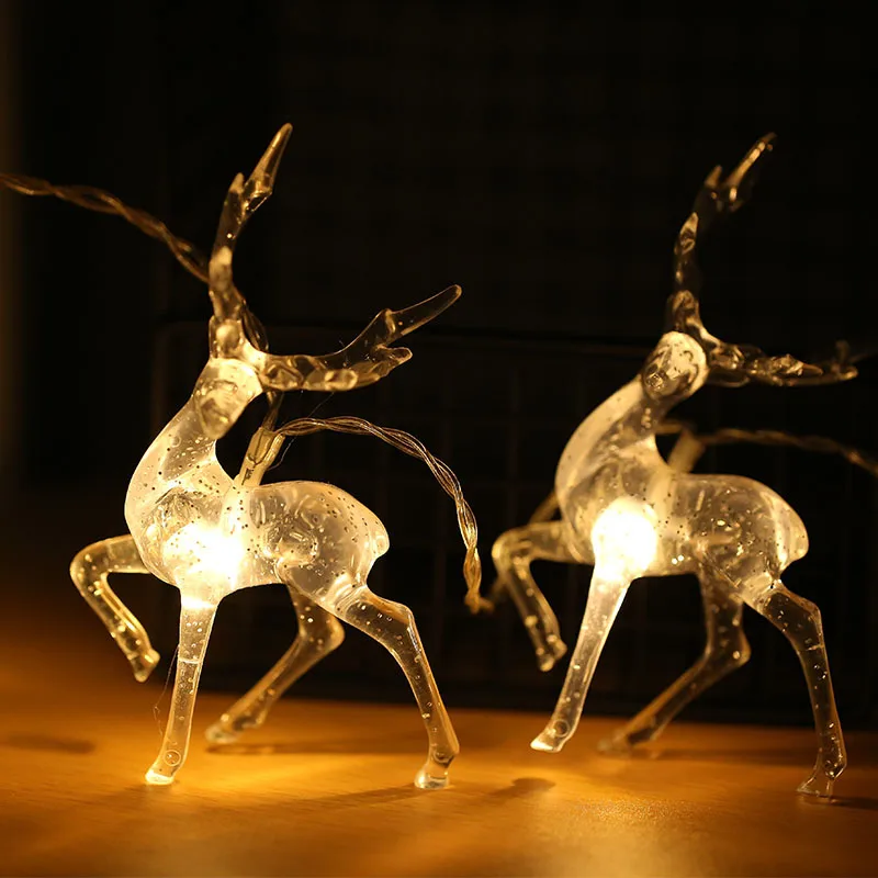 

10 Led Transparent Sika Deer Battery USB String Lights 1.5M Garland LED Decoration for Christmas Garland on the Window