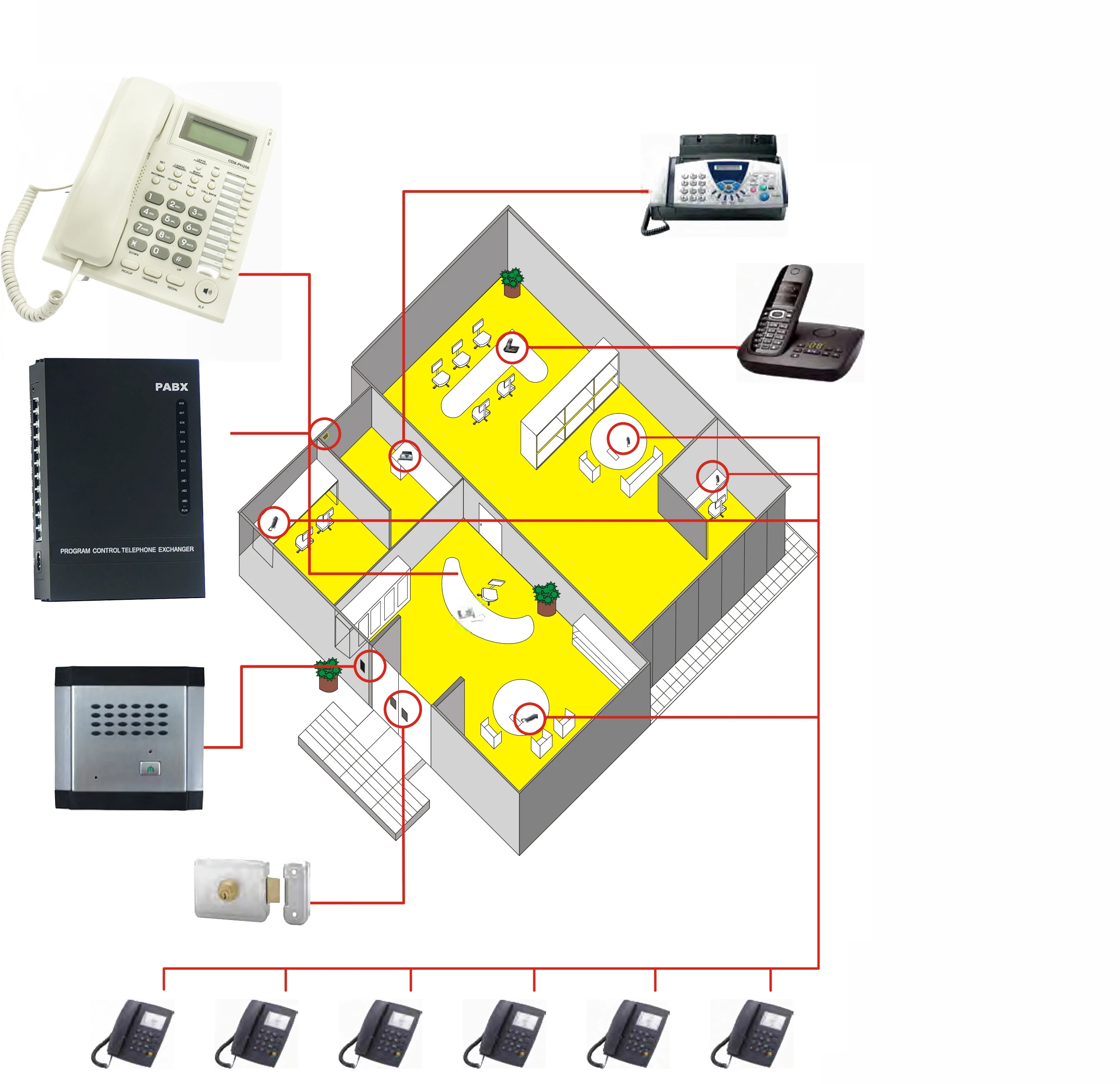 Sistema de Troca de Telefone Mini Pabx Casa Excelltel Md208 2 Pstn 8 Extensões Pbx - Imagem 6