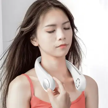 

Summer Air Cooling Neck Fan Bladeless Hanging Neck Fan Air Cooler Outdoor Sport Mini USB Rechargeable Neckband Fans Strong Wind
