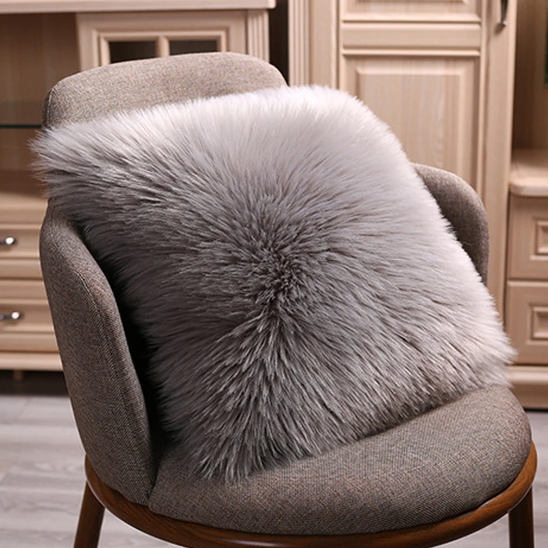 light gray Наволочки для подушек, имитация шерсти, наволочки для дивана, наволочки для подушек, 1 шт., Длинные Плюшевые, современные, супер мягкие, удобные, для офиса - Цвет: light gray