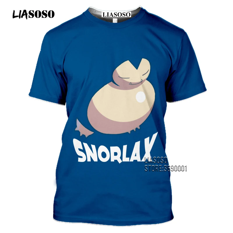 Japan Cartoon Snorlax T shirts Men 3D Print Kawaii Pokemon Tshirt Summer Casual Harajuku Shirt Fitness Hip Hop Tops Streetwear (3)