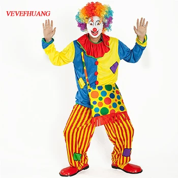 

VEVEFUANG Halloween Costumes Adult Funny Circus Clown Costume Naughty Harlequin Uniform Fancy Joker Cosplay Clothing for Men