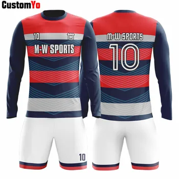 

OEM Design Soccer Uniforms Online Men Soccer Shirts Club training Long Sleeve Soccer Uniforms Custom