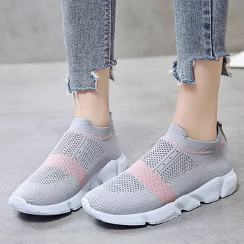

Women Outdoor Mesh Shoes Lace Up Comfortable Soles Walking Sports Shoes Comfortable Lightweight Big Size Shoes L1-03