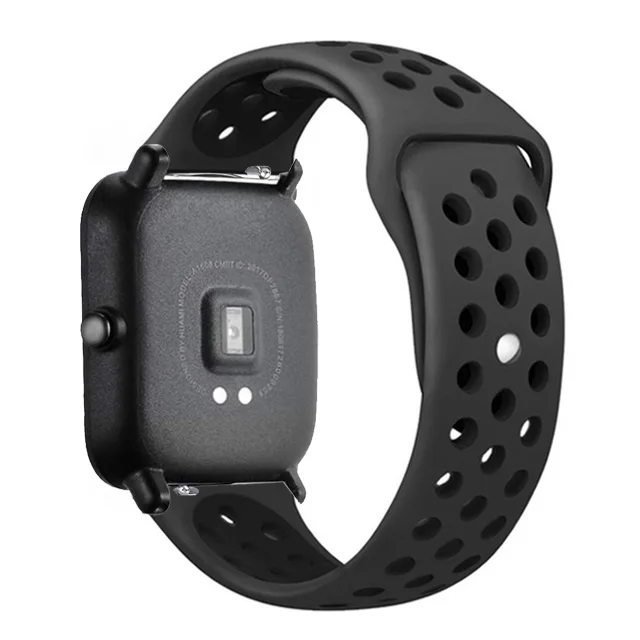 20mm/22mm Silicone band For Amazfit GTS 3/Pro/2/2e Mini/GTR 3 42mm/47mm/GTR2/stratos 2/3 Sport Watch Bracelet Amazfit bip strap black Coal black