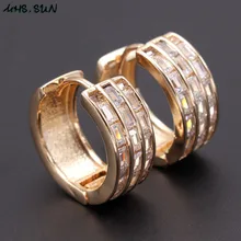 MHS. SUN, женские серьги-кольца, модные, золотой цвет, AAA, циркон, серьги для девушек, роскошные ювелирные изделия, простой дизайн, подарок, очаровательный