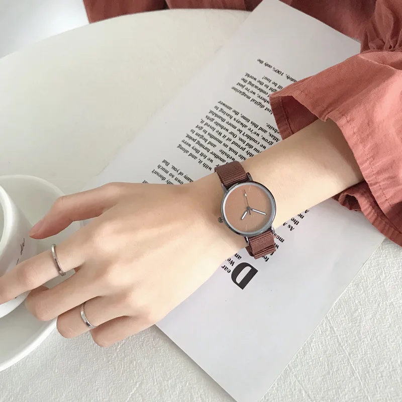 

Simple canvas strap women Casual watches simple dial design quartz wristwatch Luxury brand women's fashion dress clock hours