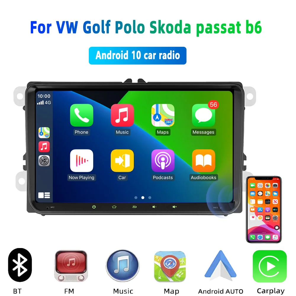 Автомагнитола PEERCE мультимедийный плеер на Android 10 для VW/Volkswagen Skoda Seat Octavia Golf Touran Passat