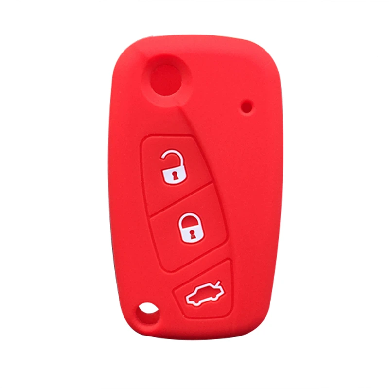Чехол для автомобильного ключа для Fiat Ducato Punto Panda Uno Egea Doblo 500, чехол для ключей, чехол для Fiat Grand Punto, силиконовый чехол для ключей - Название цвета: Красный