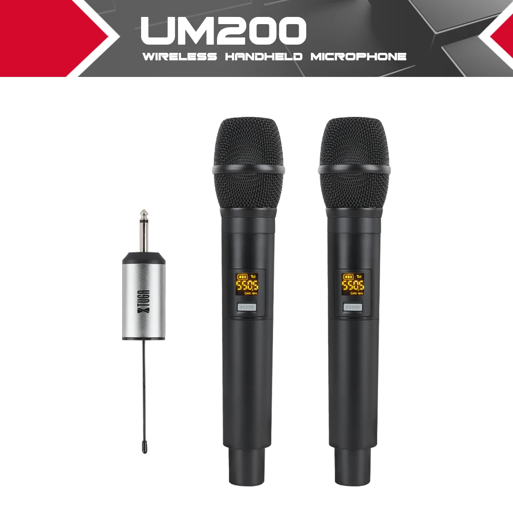UM200 XTUGA UHF беспроводной микрофон система ручной светодиодный UHF динамик с портативным приемником для семьи K Songs - Цвет: UM200