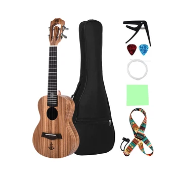 

LINGTING 26 Inch Tenor Ukelele Zebrawood Topboard Back Side Boards with Gig Bag Uke Strap Strings Cleaning Cloth Capo Picks