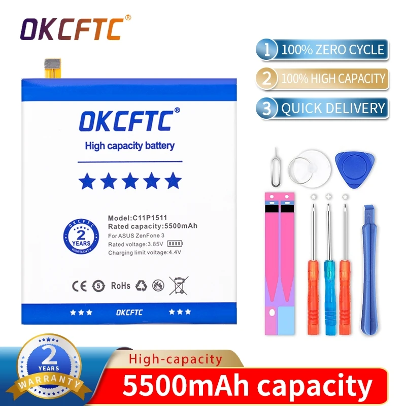 

OKCFTC C11P1511 5500mAh Battery For Asus ZenFone 3 ZenFone3 ze552kl z012da/e Batteries