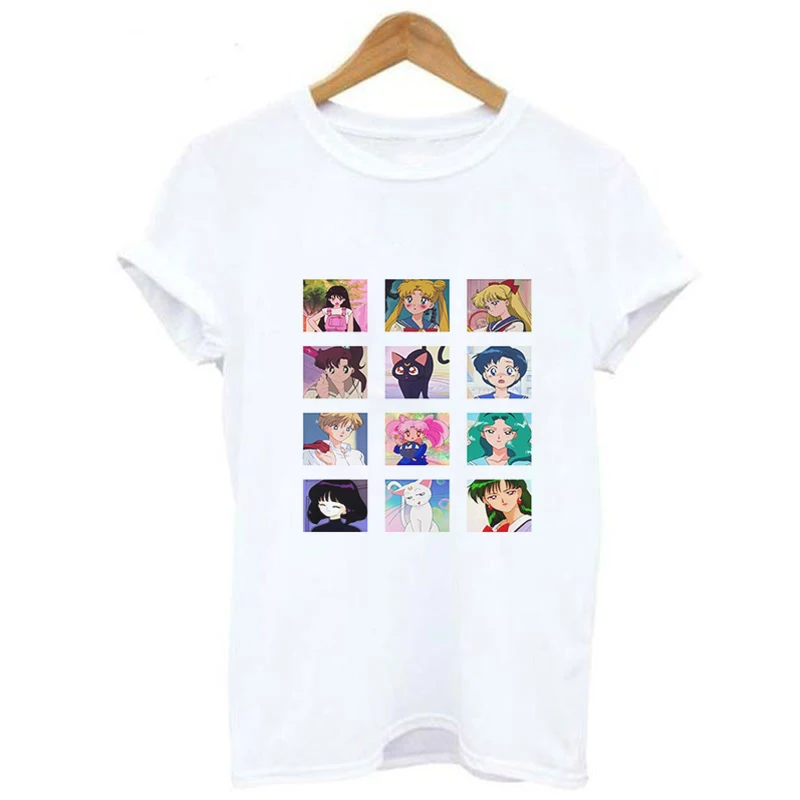 Harajuku Sailor Moon T Shirt New Fashion Pattern Streetwear Tops Loose Short Sleeve Women Tshirt Kawaii Print Couple Clothes