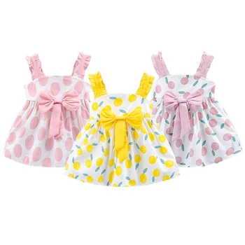 

Summer Baby Girl Clothes 3 Colours Sweet Fruit Printed Girls Dress Cute Big Bow Princess Baby Dresses 1-3 Years Old Kids Clothes