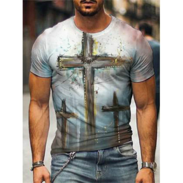 Men's T-Shirt European And American Fashion Marine Style Anchor 3D Printed Clothes Loose Large Size Quick-Drying T-Shirt