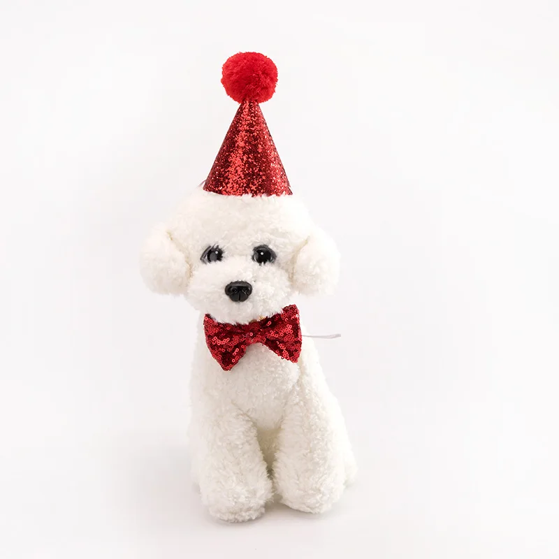 2 шт./компл. ПЭТ шапки для собак с бантом, с рисунком кота, собаки, наряд на первый день рождения пайеткам Головные уборы Кепки шляпа для рождественской вечеринки аксессуары для домашних животных