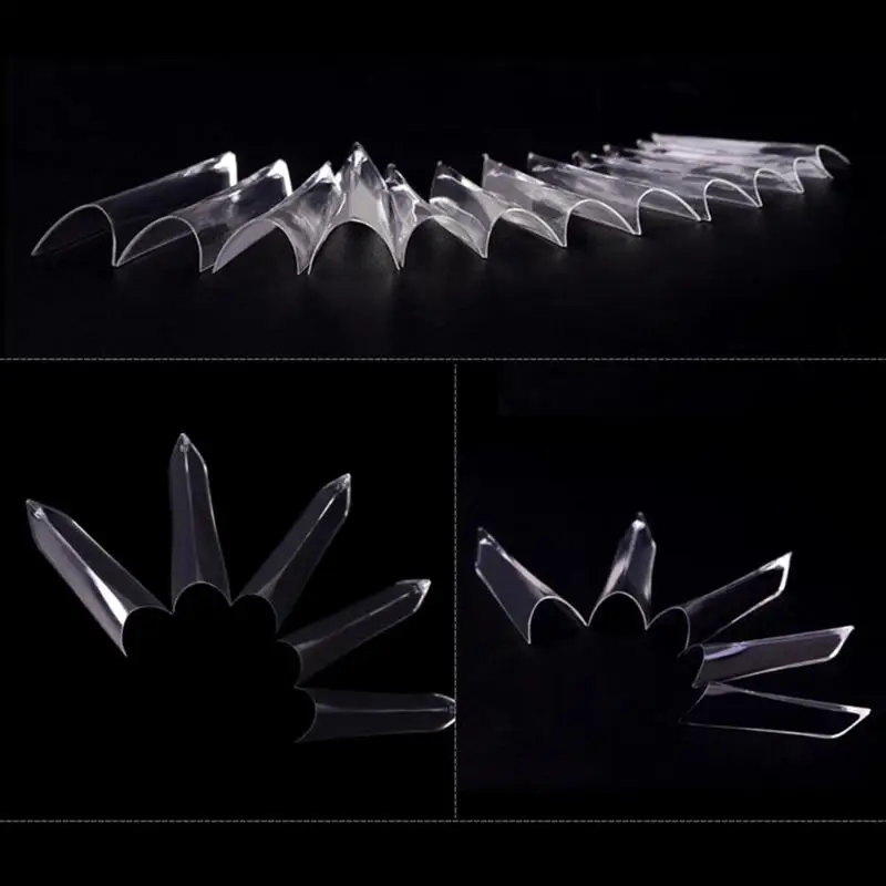 100pcs/Bag French False Safe Plastic Artificial False Nails Art Tips Stiletto Sharp Manicure Fake Fingernails Nail Art Tools