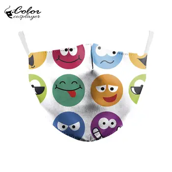 

Color Cosplayer Smiley Face Masks On The Mouth Reusable Printed Anti-fog Dust Face Masks Adult Washable Mouth Cover