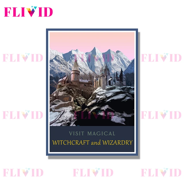 Famous Movie Witchcraft School Cartoon Scenery Nordic Poster Wall Art Canvas Painting Wall Pictures For Living Room Unframed H