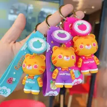 

Stylish Key Ring Creative PVC New Year Bow Tie Tiger Keychain Tiger Keychain Doll Keychain