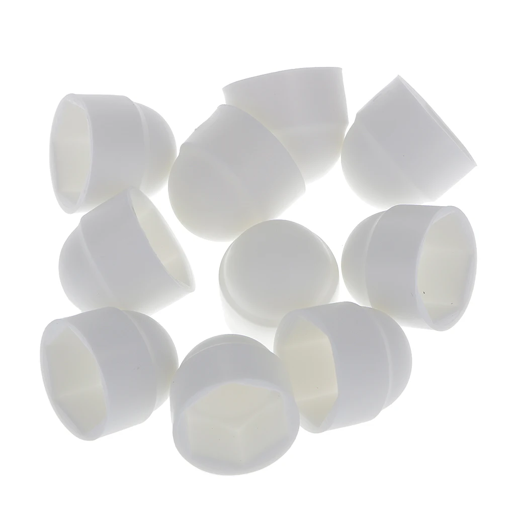 10 Pieces White Dome Nut / Bolt Cover Caps Nylon, M8 13x15mm