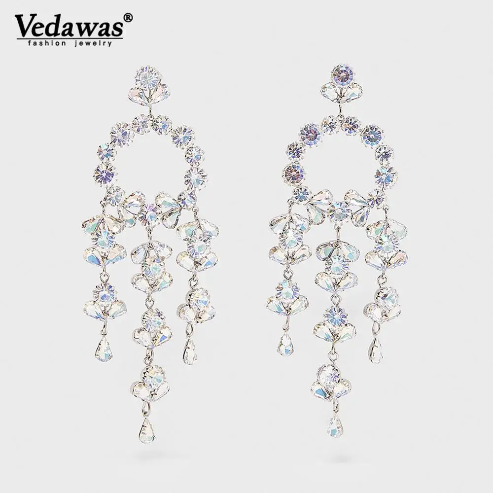 

Vedawas ZA Long Earrings 2019 Boho Drop Dangle Earrings for Women Maxi Sparkling Crystal Statement Bijoux Party Gifts xg3294