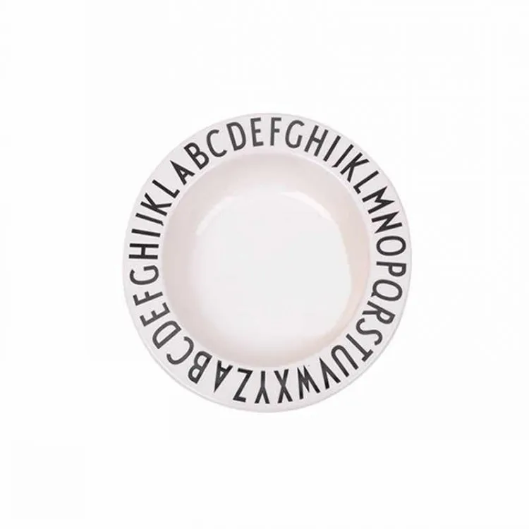 Ins Scandinavian Children's Alphabet Baby Anti-fall Auxiliary Food Training Tableware Deep Platter Shallow Number