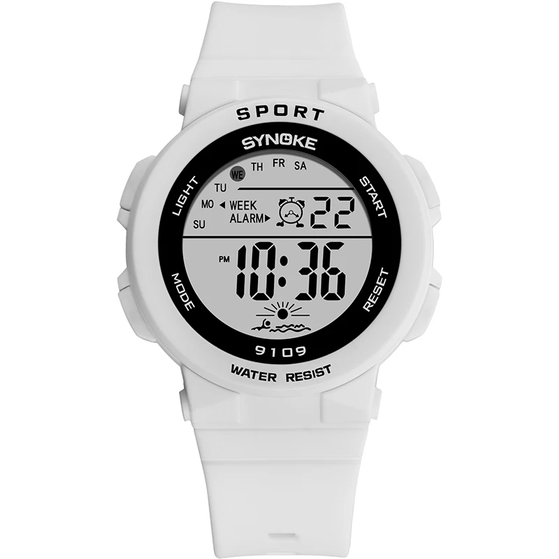 SUMTOCK модные белые женские цифровые спортивные часы водонепроницаемые открытый задний светильник часы для студентов светодиодный будильник на неделю наручные часы - Цвет: White