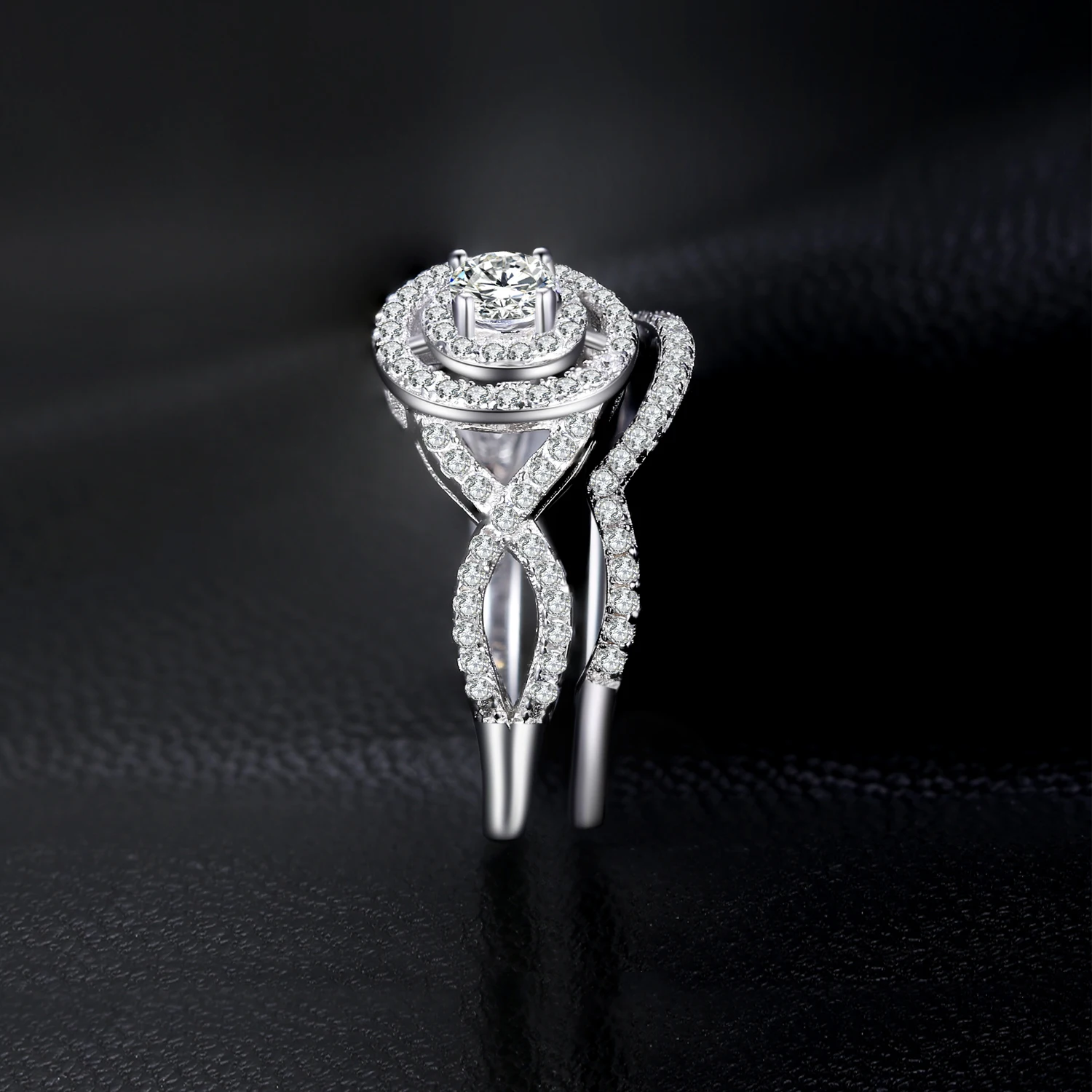 JewelryPalace бесконечность любви 4 зубец круглый с кубического циркония Stackable Halo