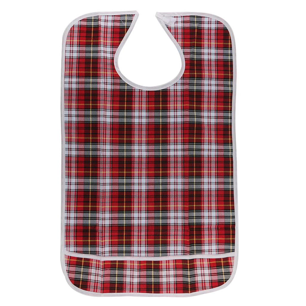 Adult Bib - Reusable Clothing Protector - Waterproof and Washable - with Crumb Catcher