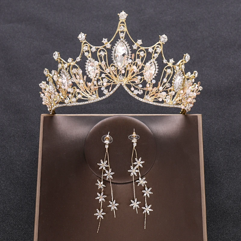 Роскошная свадебная корона в стиле барокко со стразами и кристаллами для невесты, королевская тиара, головной убор для женщин, свадебные аксессуары для волос, ювелирные изделия