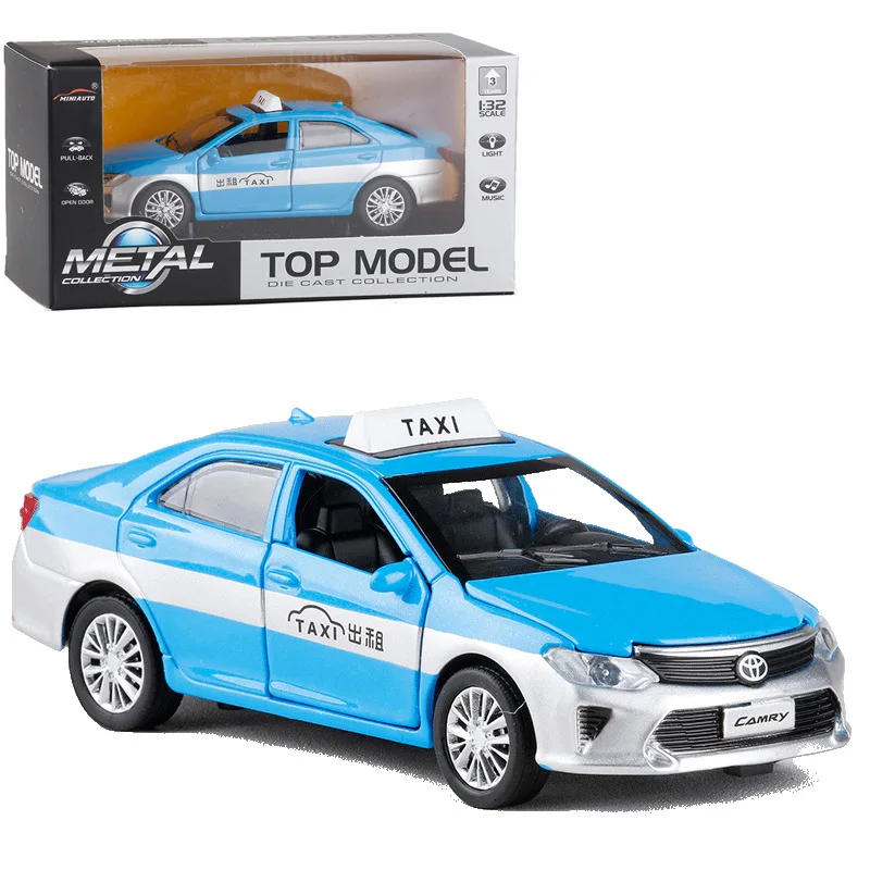 

Jianyuan 1: 32 Alloy Taxi Sound And Light Car Model with Base Warrior CHILDREN'S Toy Car 32015 Boxed