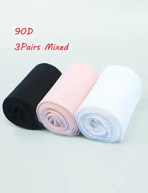 90D Girls Dance Ballet Tights Professional Ballet Stockings Woman Thicken White Dance Pantyhose Velvet Tights 3 Pairs Mixed