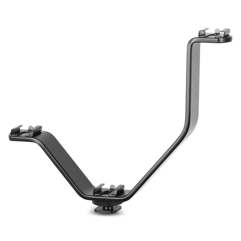 Triple Hot Shoe V Mount Flash Bracket for Video Lights Microphones Monitors to Cameras Camcorders