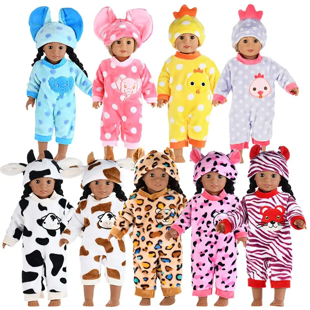 

Baby New Born Fit 18 inch 43cm Doll Clothes Accessories Tiger Elephant Yellow Chicken Animal Clothes Suit For Baby Birthday Gift