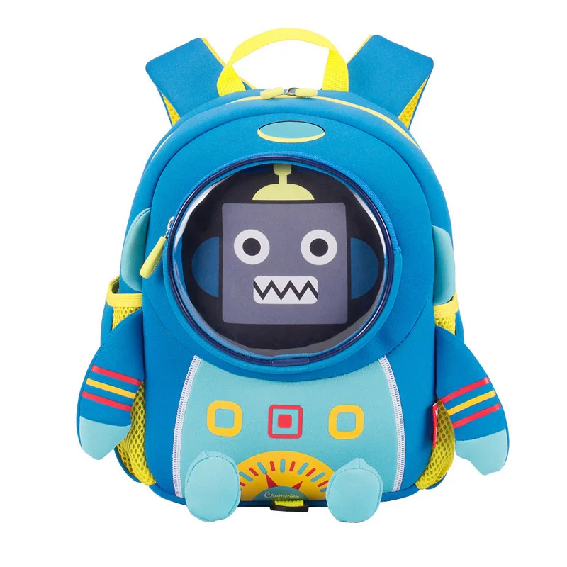 2022 New Blue Robot School Backpack for Children Boys School Bags 3D