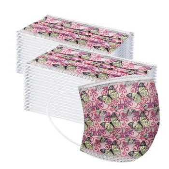 

50/100Pcs Children's Butterfly Mask Disposable Non-woven Face Mask Fashion Colored Children Printing Mouth Masque Mariage