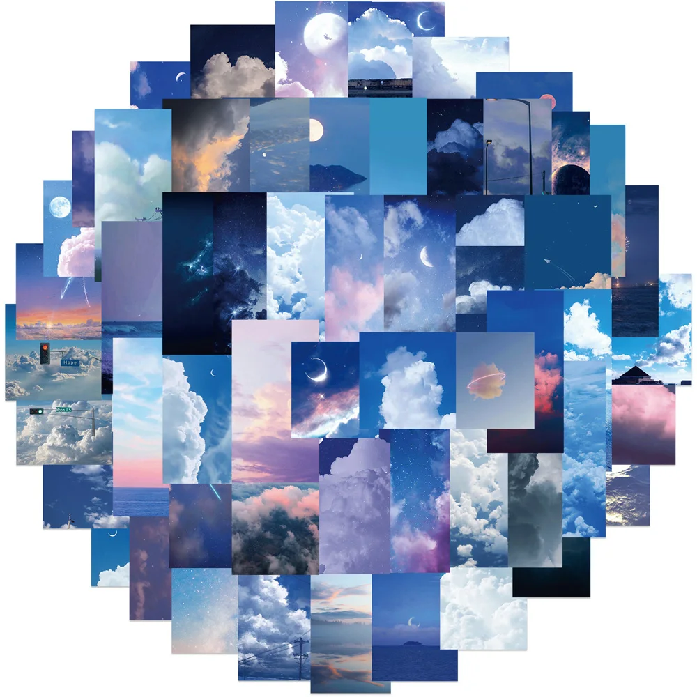 

10/30/50PCS Sky Clouds Aesthetic Stickers for Phone Case Laptop Scrapbooking Water Bottle Waterproof DIY Landscape Sticker Packs