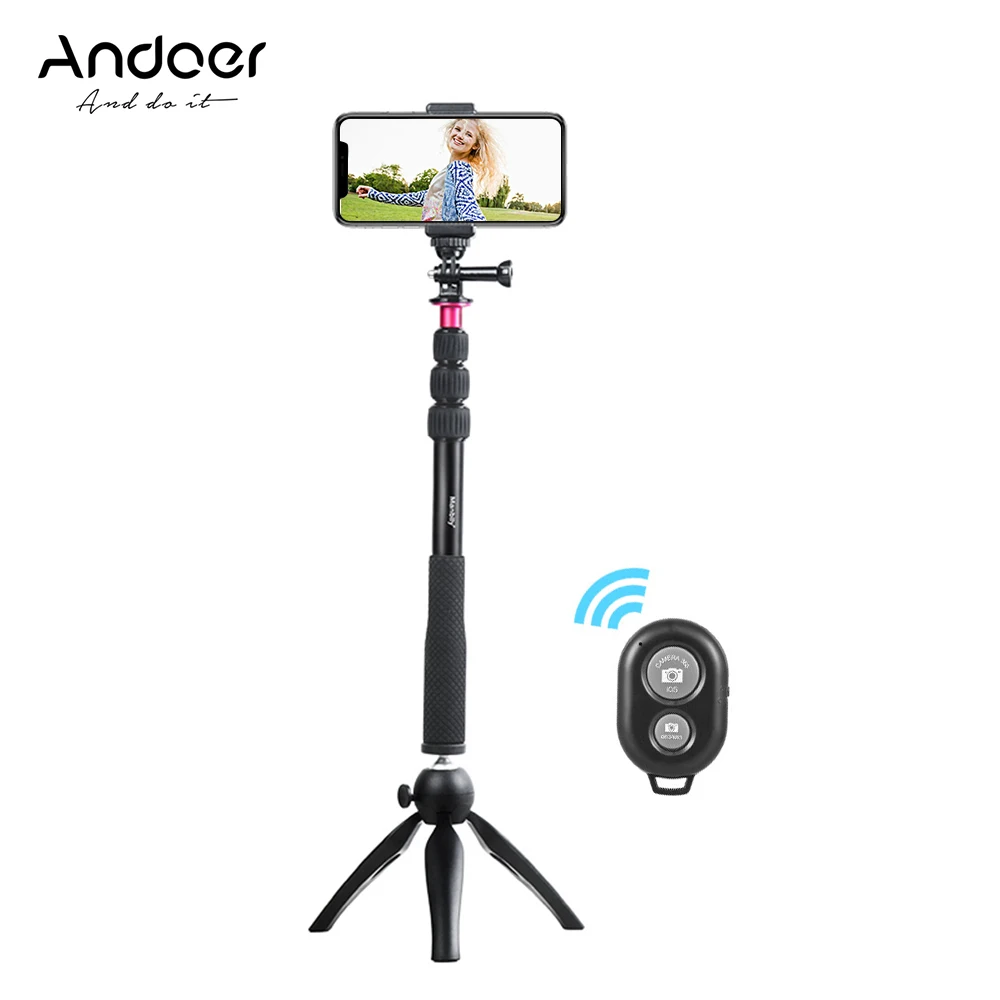 Andoer Selfie Stick + Mini Tripod Phone Mount Wireless Remote Control for iPhone X/8/7 Samsung GoPro Hero | Электроника