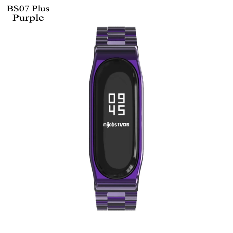 Ремешок BOORUI из нержавеющей стали mi band 4 Металлический сменный ремешок для xiaomi mi band 3 4 ремешок pulseira mi band 4 металлический ремешок на запястье - Цвет: BS07Purple