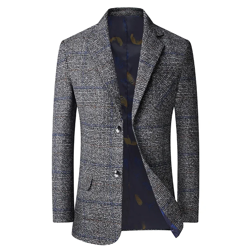 Middle-aged mens suit Blazer fashion casual jackets and coats khaki gray men jacket spring autumn man top 4xl | Мужская одежда