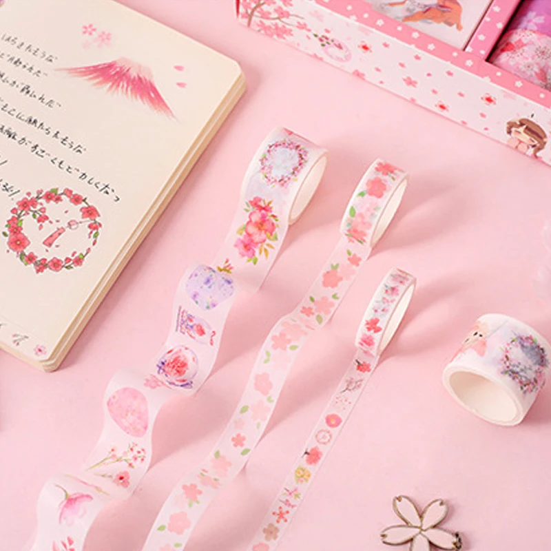 Cherry blossom сезон клейкие ленты набор розовых серий девушка сердце Рука счет 10 наклеек плюс 10 рулонов ленты рождественские подарки