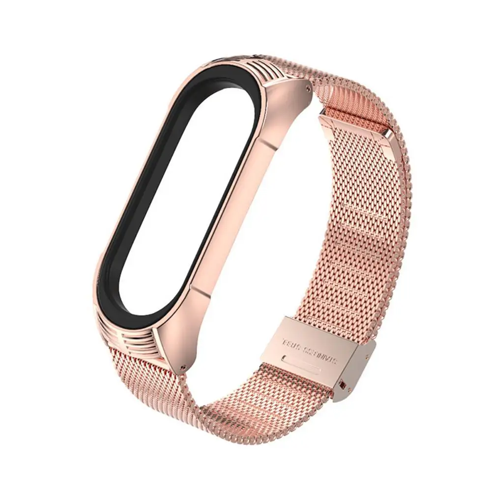 Rose Gold Сменный Браслет mi lan из нержавеющей стали, ремешок для часов mi Band 4 mi Band 4 mi Band 3 Xiao mi 4/3, умный Браслет - Цвет: Rose Gold