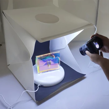 

2 Background Folding Lightbox 40*40 Portable Photography Photo Studio Softbox LED Brightness Light Box for DSLR Camera