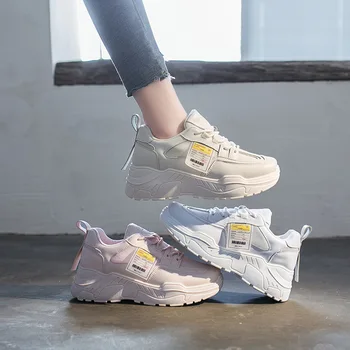 

Female ins tide 2020 new spring wild pink sneakers super fire thick bottom breathable mesh running shoes chaussures femme ZP-60