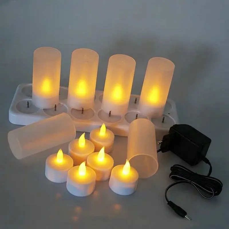 

Set of 6/12 Creative LED Candle Lamp Rechargeable Flickering Candle Night Light Simulation Flame TeaLight Home Wedding Bar-AMBER