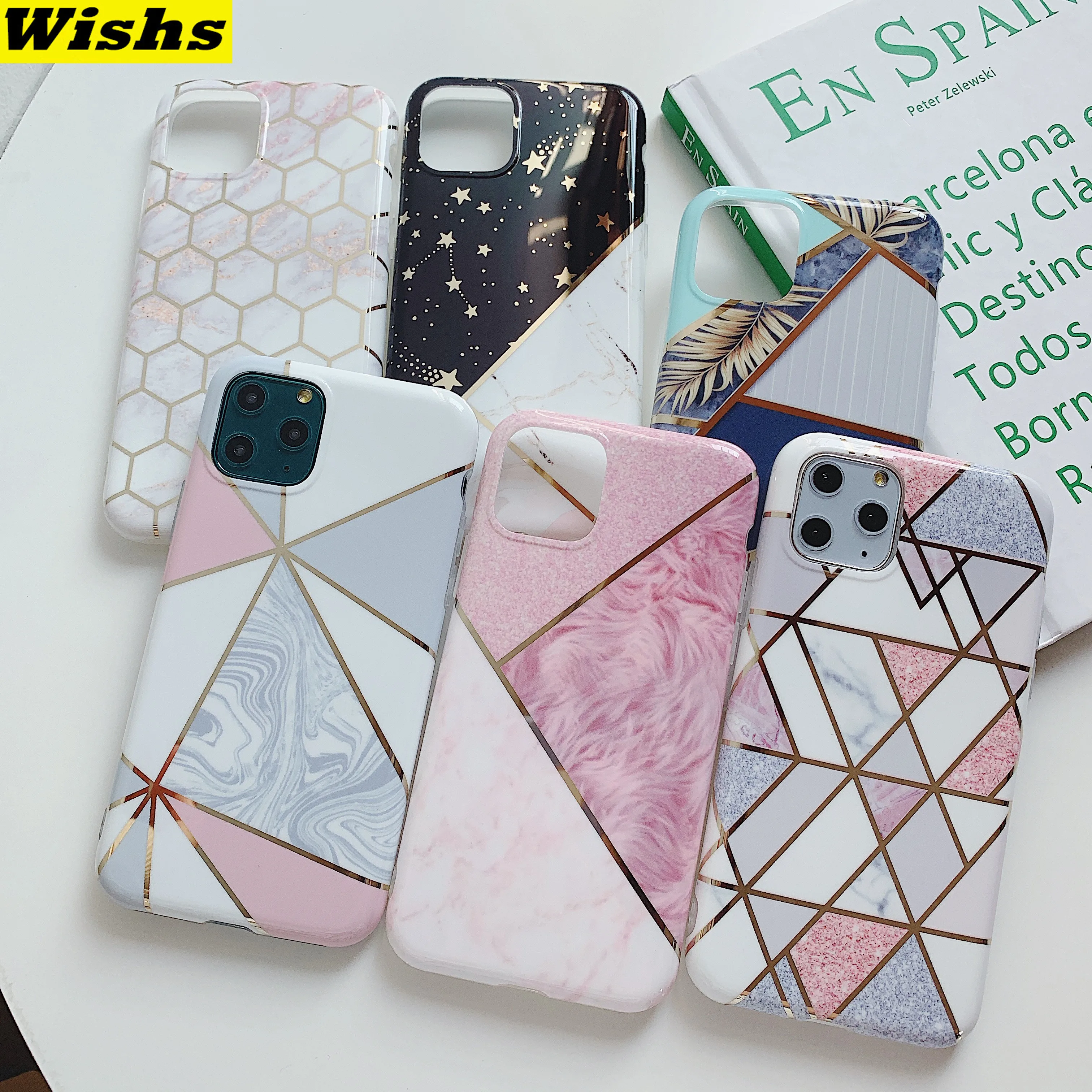 

Luxury Electroplating geometry Marble Phone case For iPhone X XR XS 11 Pro MAX 7 8 6 6s Plus Soft Silicone case Fundas Coque